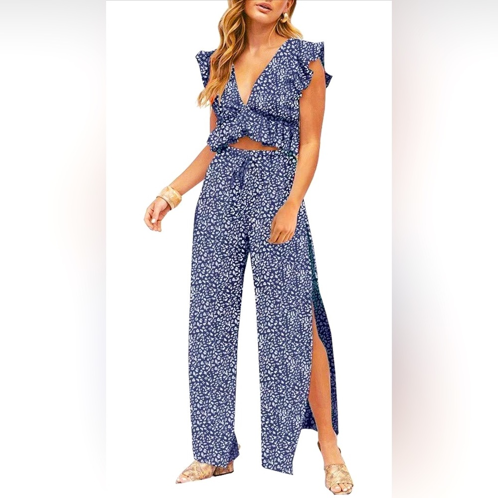 Navy & White Two Piece Summer Set